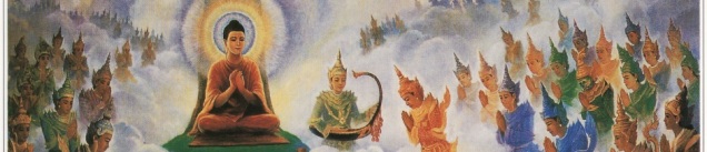 Scene depicting the preaching of Abhidhamma to the Devas.